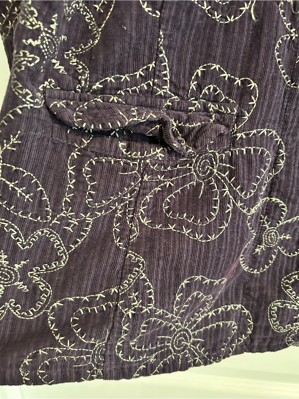 Flax Embroidered Lightweight Corduroy Blazer Purple Size L - Picture 5 of 13